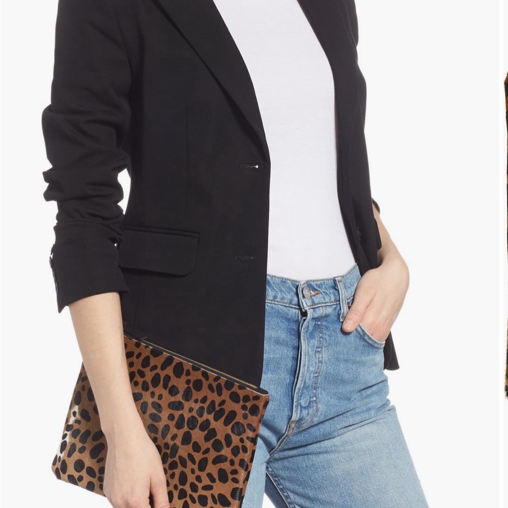 Clare V. Leopard Print Genuine Calf Hair Clutch - Picture 2 of 12
